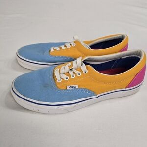 Vans Multicolor Colorblock Pink Yellow Blue Womens Low Sneakers Lace Up Shoes 10